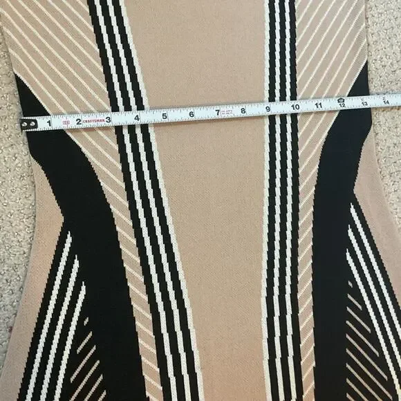 Ohne Titel Striped Bodycon Black Beige Dress Size Medium - Picture 8 of 10